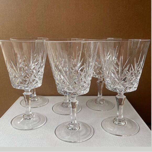 Chantilly Taille Beaugency Blown Glass Water Goblets D’Arques-Durand Set of 6 - Picture 4 of 16